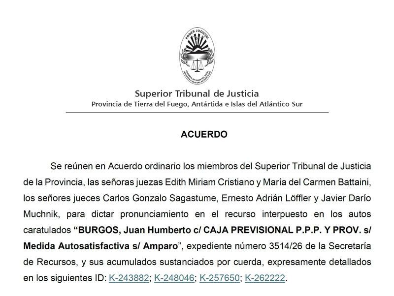 El STJ frenó un amparo contra la Caja Previsional