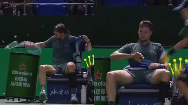 Insólito ataque de furia de Alexander Bublik en el Masters 1000 de Shanghai: rompió una heladera, se cortó y ganó el partido
