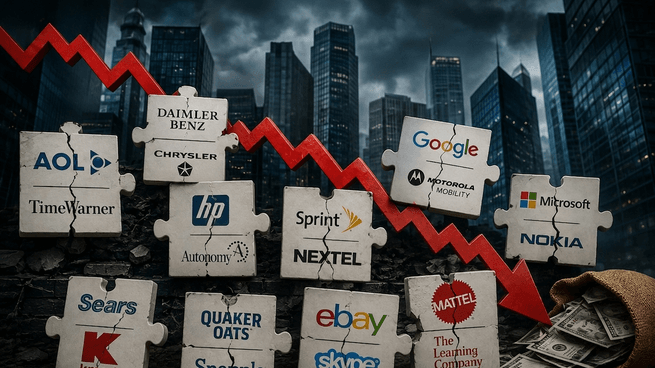 El ranking de las peores fusiones empresariales de la historia: cuando comprar una empresa terminó destruyendo miles de millones de dólares