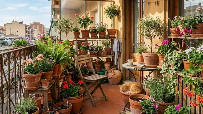 Chau macetas de terracota: cómo decorar el balcón con plantas sin perder espacio