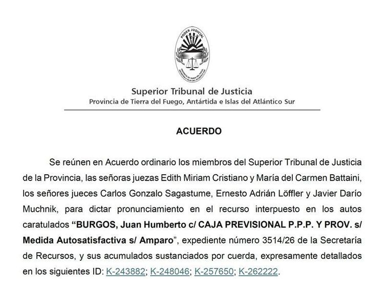 El STJ frenó un amparo contra la Caja Previsional