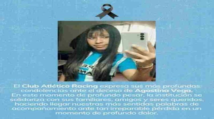 Racing de Córdoba expresó su dolor por el crimen de Agostina Vega: “Que en paz descanse”