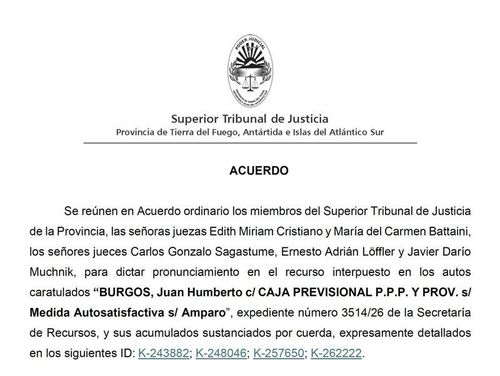 El STJ frenó un amparo contra la Caja Previsional